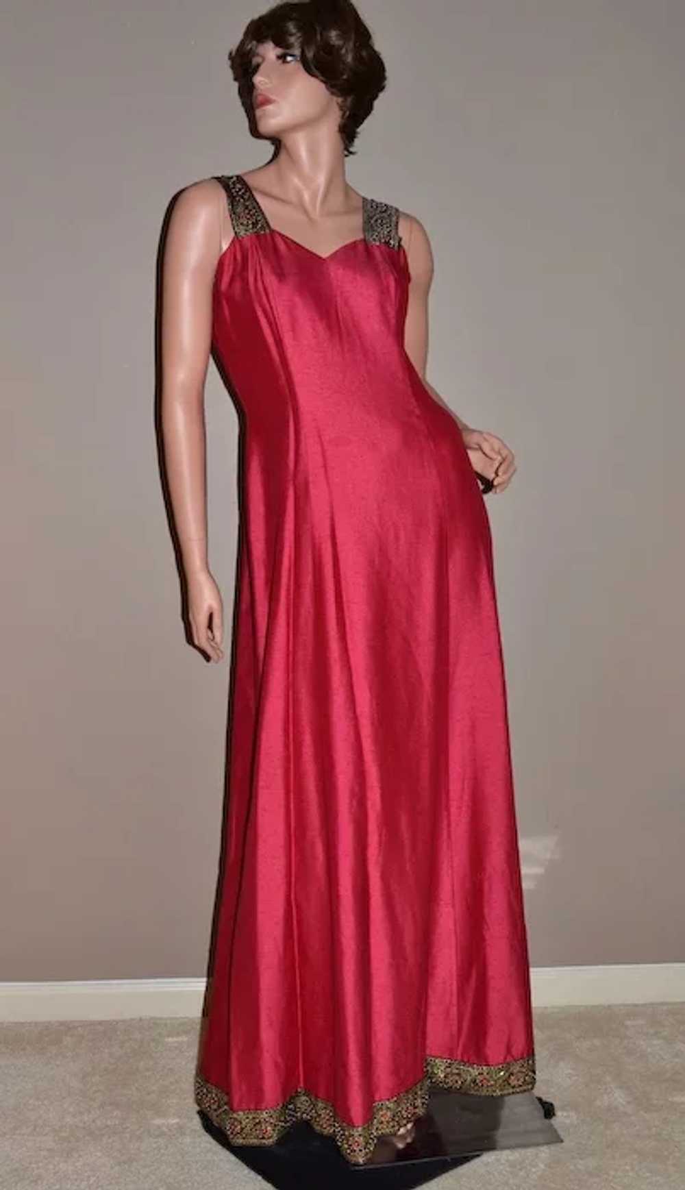 Bianchi Designer Ornate Christmas Red Maxi Gown - image 2