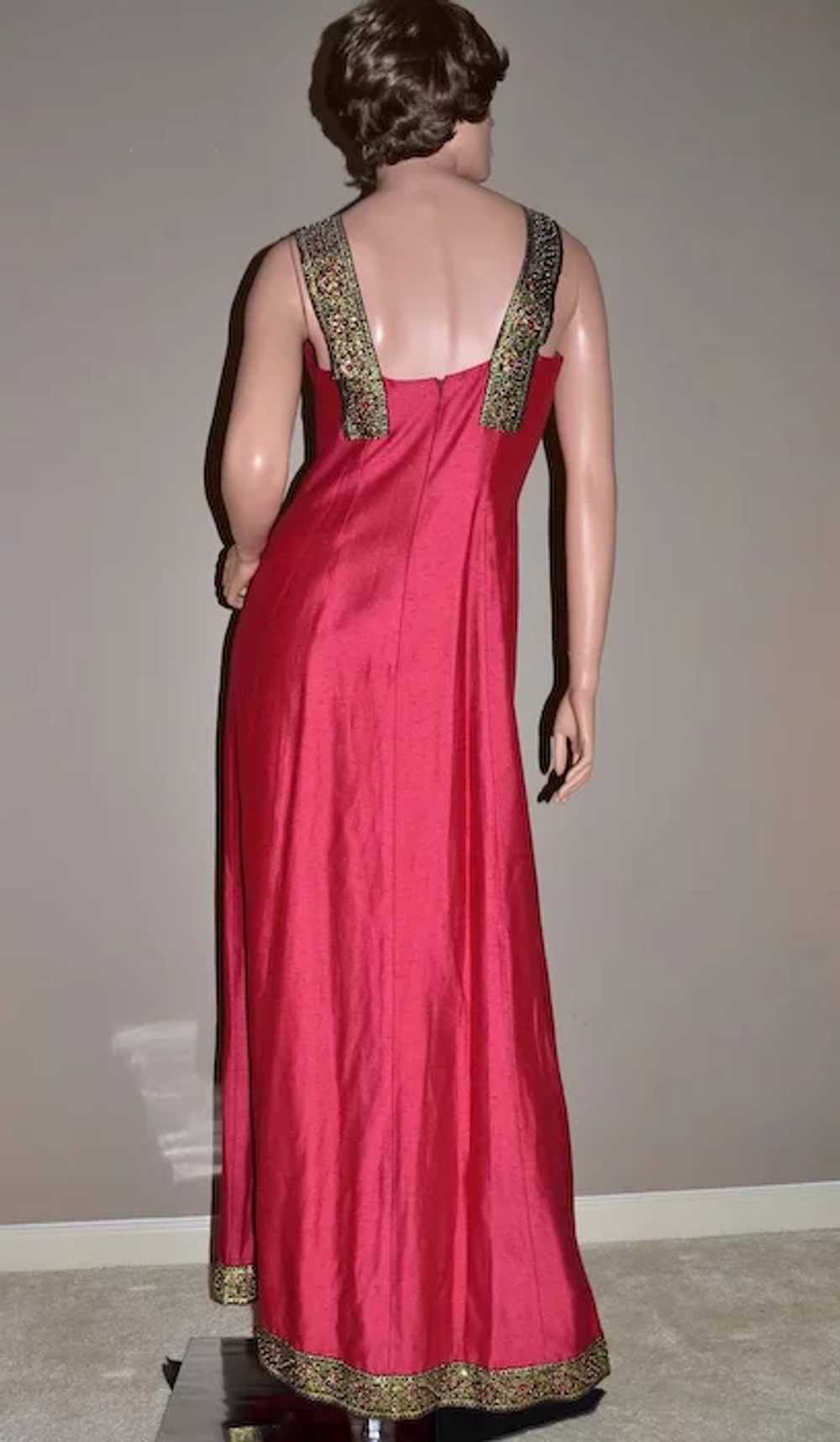 Bianchi Designer Ornate Christmas Red Maxi Gown - image 5