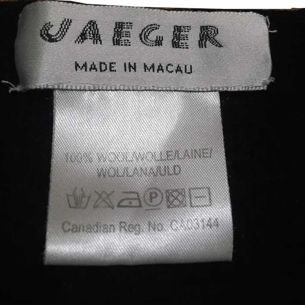 Vintage Jaeger London Black Wool Beaded Sweater /… - image 4