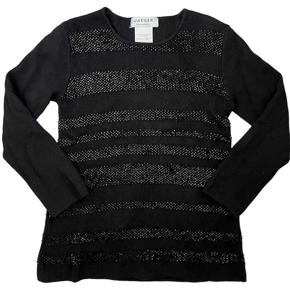 Vintage Jaeger London Black Wool Beaded Sweater /… - image 8