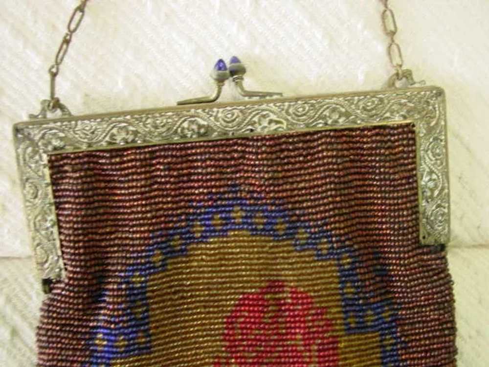 Dynamic Art Nouveau Large Purse w Micro Glass Bea… - image 9