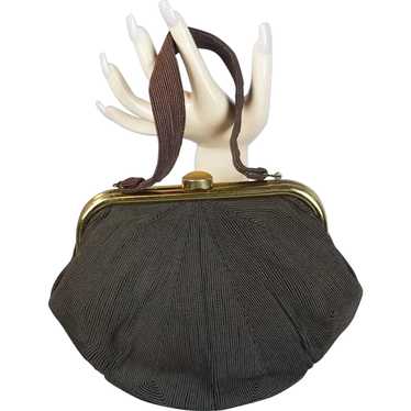 50s Chocolate Brown Genuine Corde Handbag - image 1