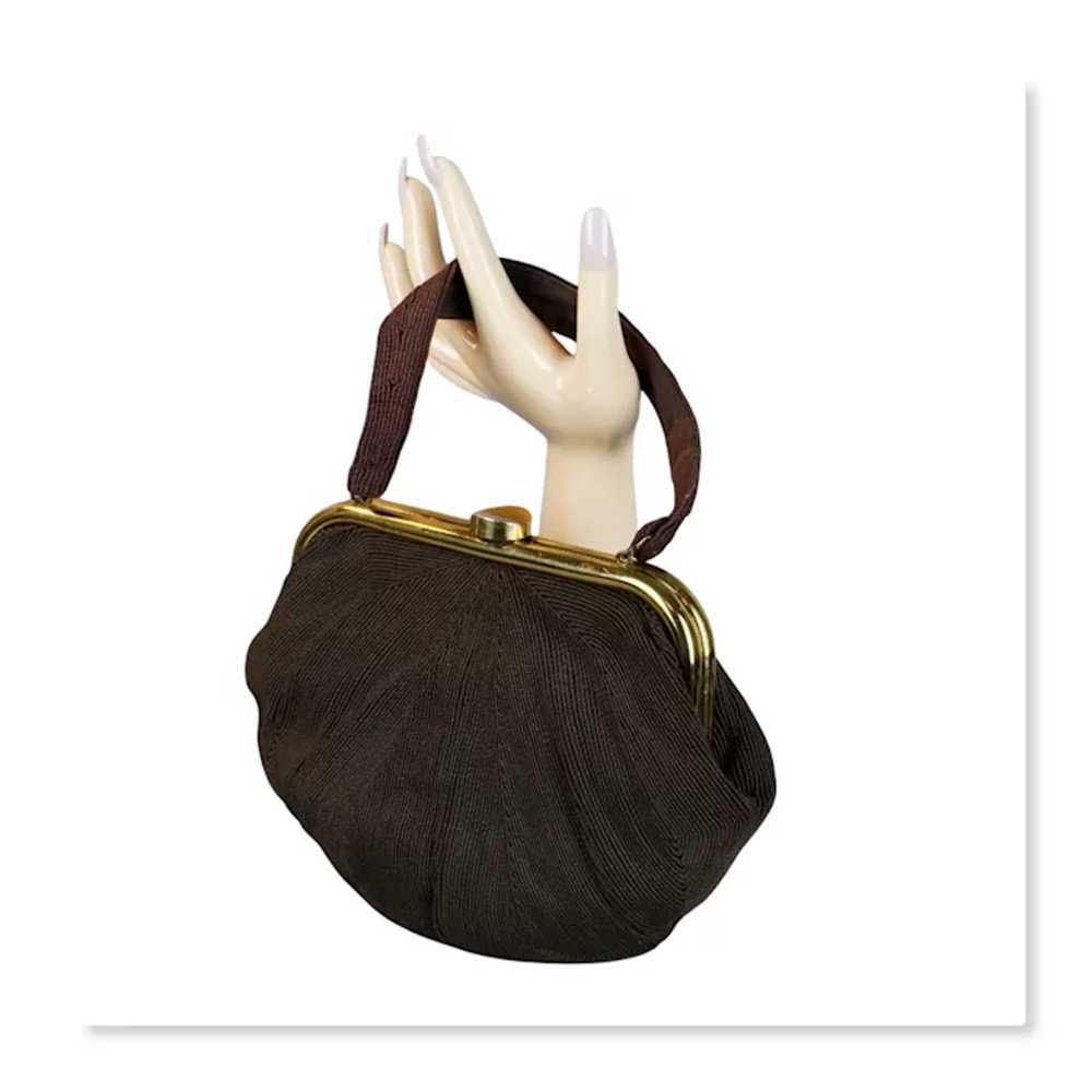 50s Chocolate Brown Genuine Corde Handbag - image 3