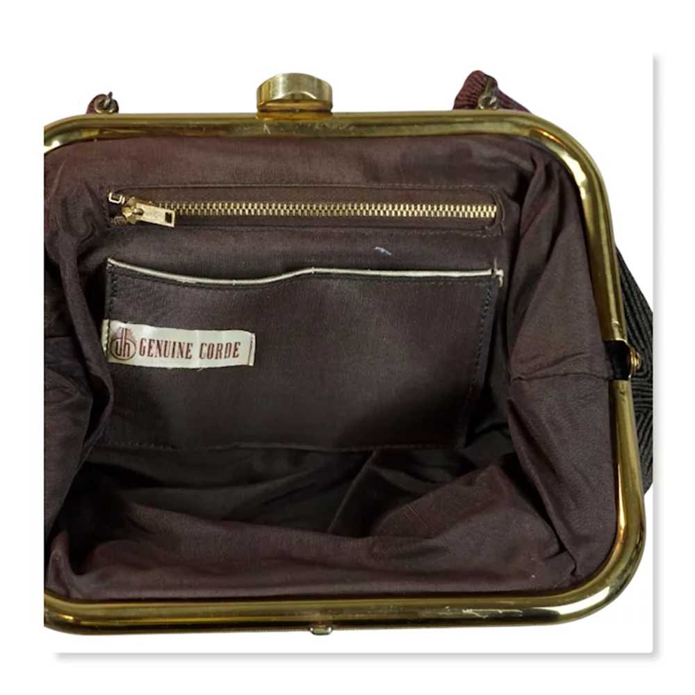 50s Chocolate Brown Genuine Corde Handbag - image 7