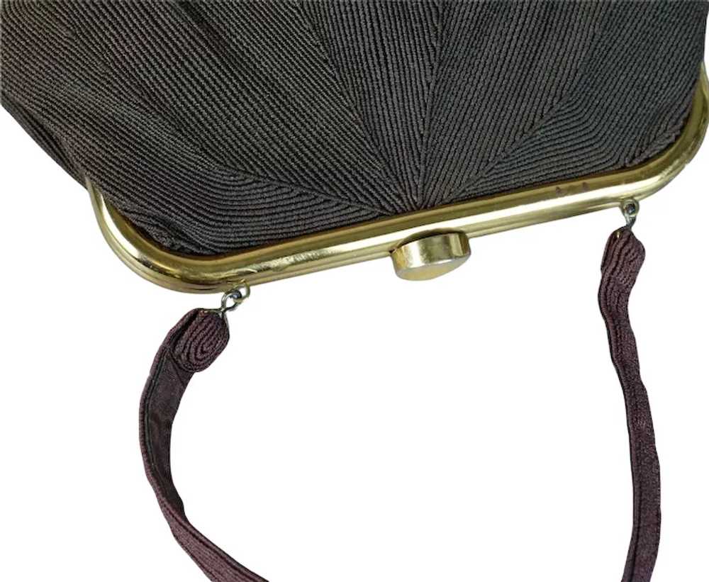 50s Chocolate Brown Genuine Corde Handbag - image 8