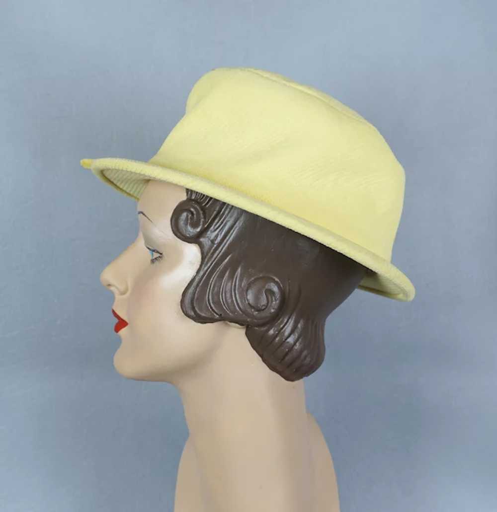 60s Yellow Cotton Deep Crown Brimmed Hat by Lilly… - image 5