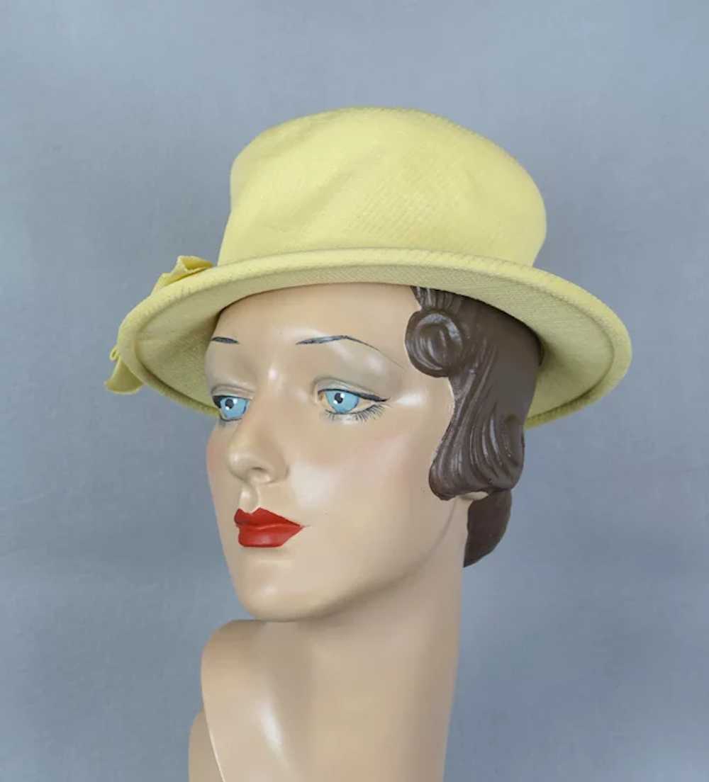 60s Yellow Cotton Deep Crown Brimmed Hat by Lilly… - image 6