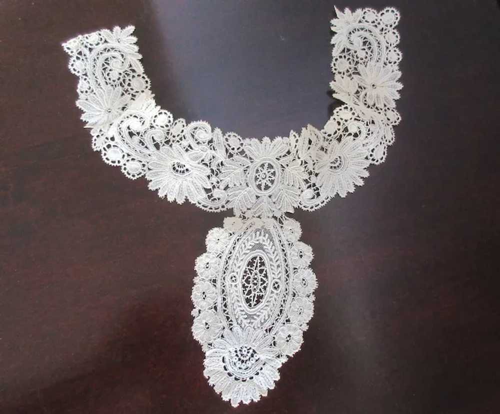 Antique Honiton Lace High Collar, Victorian Fine … - image 10