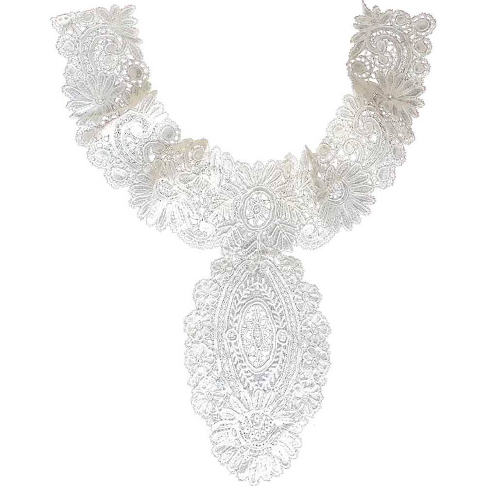 Antique Honiton Lace High Collar, Victorian Fine … - image 1