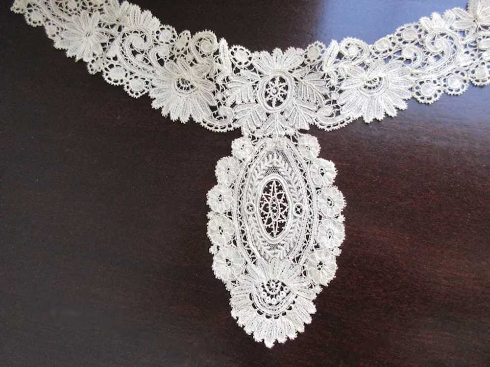 Antique Honiton Lace High Collar, Victorian Fine … - image 2