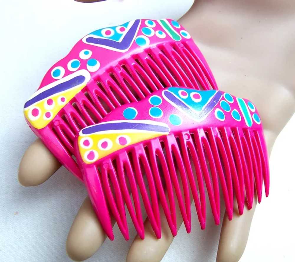 8 Rockabilly 1980s hair combs multi colour mixture - image 10