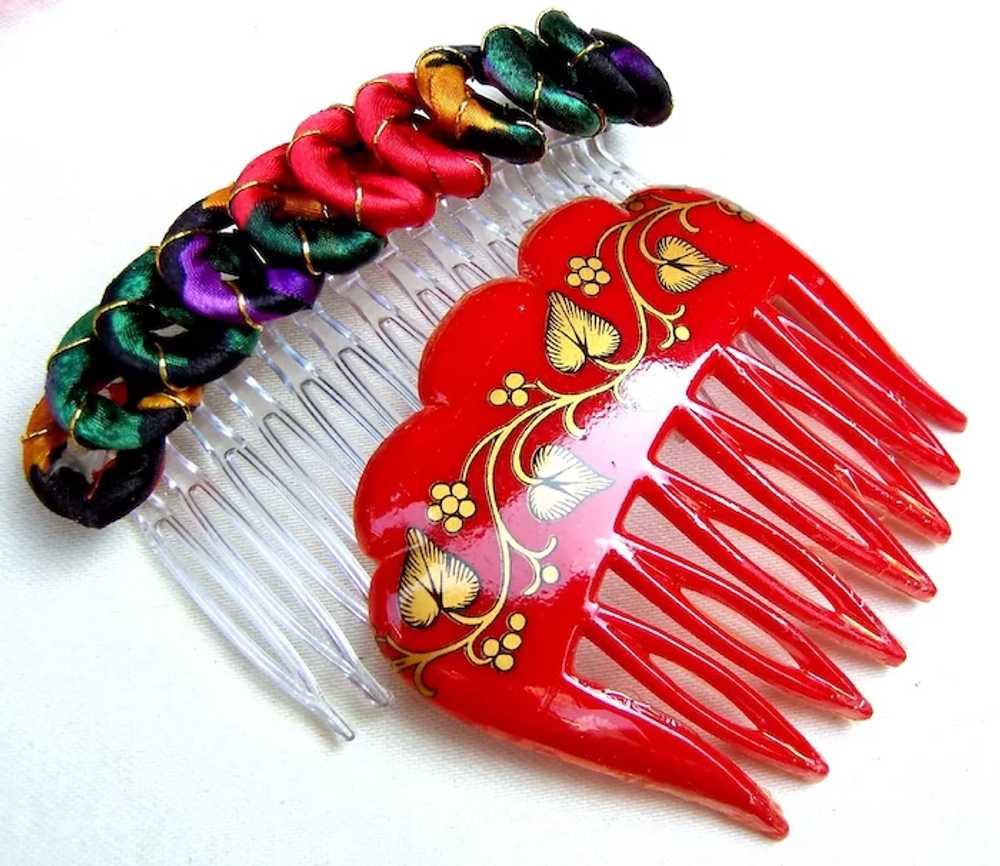 8 Rockabilly 1980s hair combs multi colour mixture - image 12