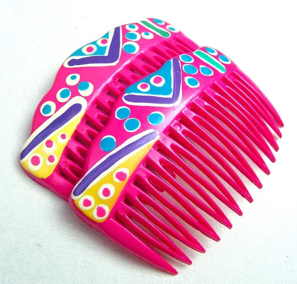 8 Rockabilly 1980s hair combs multi colour mixture - image 3