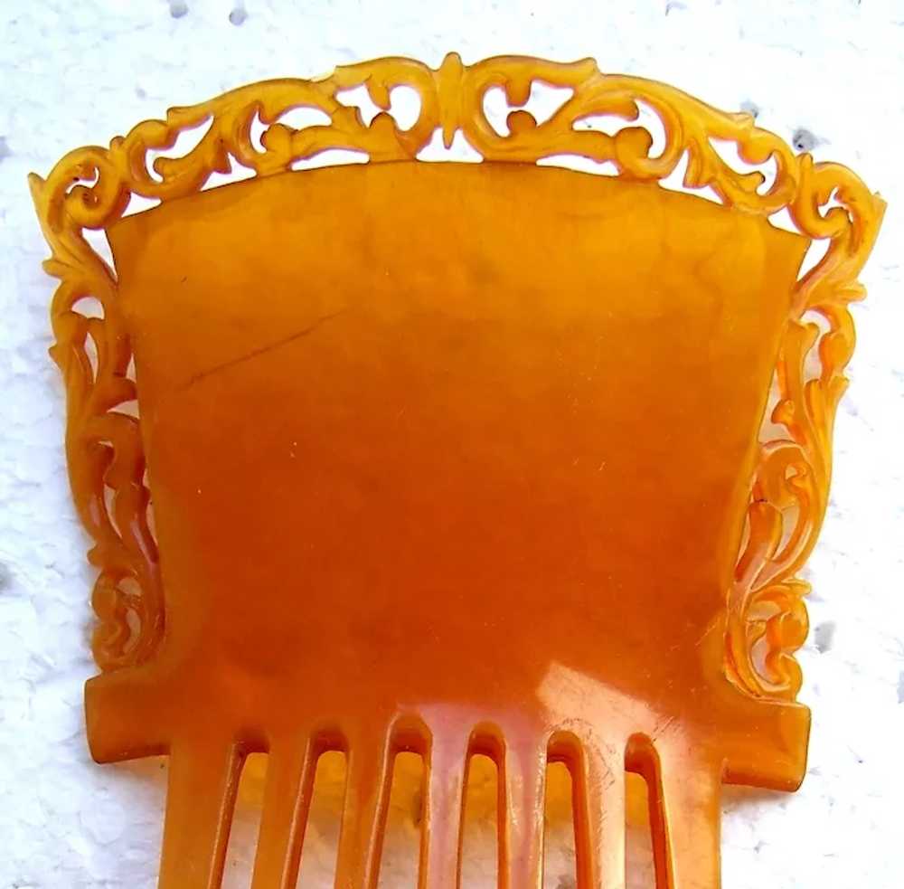 Classic amber celluloid hair comb Victorian hair … - image 10