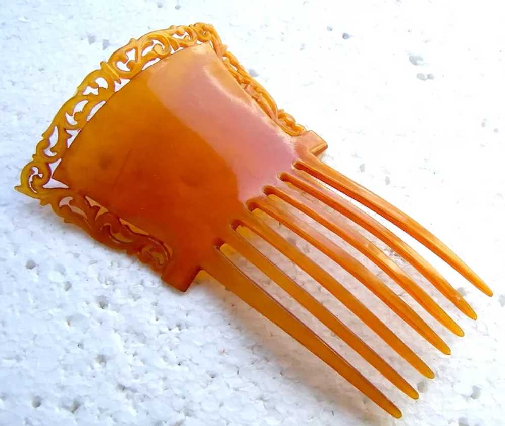 Classic amber celluloid hair comb Victorian hair … - image 11
