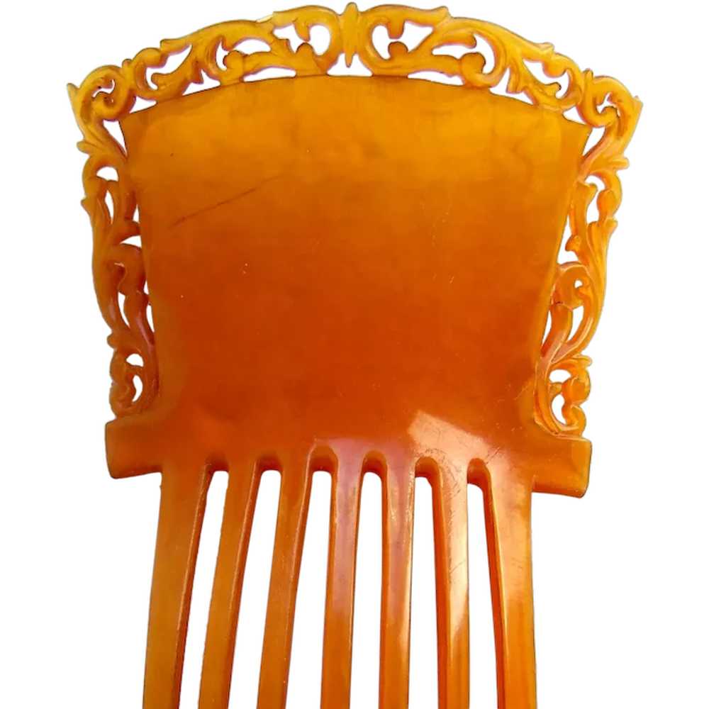 Classic amber celluloid hair comb Victorian hair … - image 1