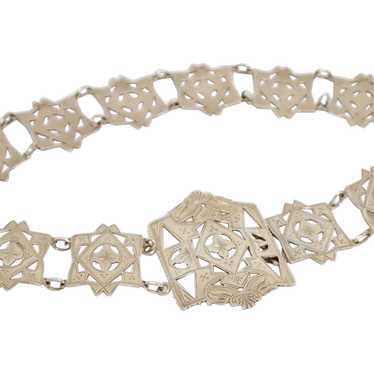 English Sterling Silver Arts and Crafts Belt, Cir… - image 1