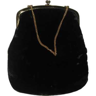 1950's Black Velvet Fold-over Handbag - A Madison… - image 1