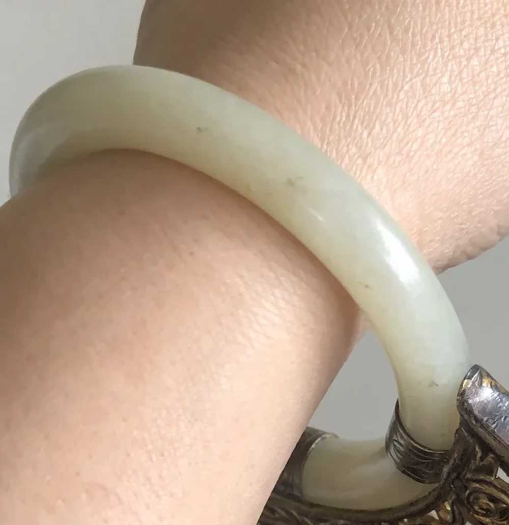 Antique Beautiful 1920's Jade Bangle Handle Petit… - image 12