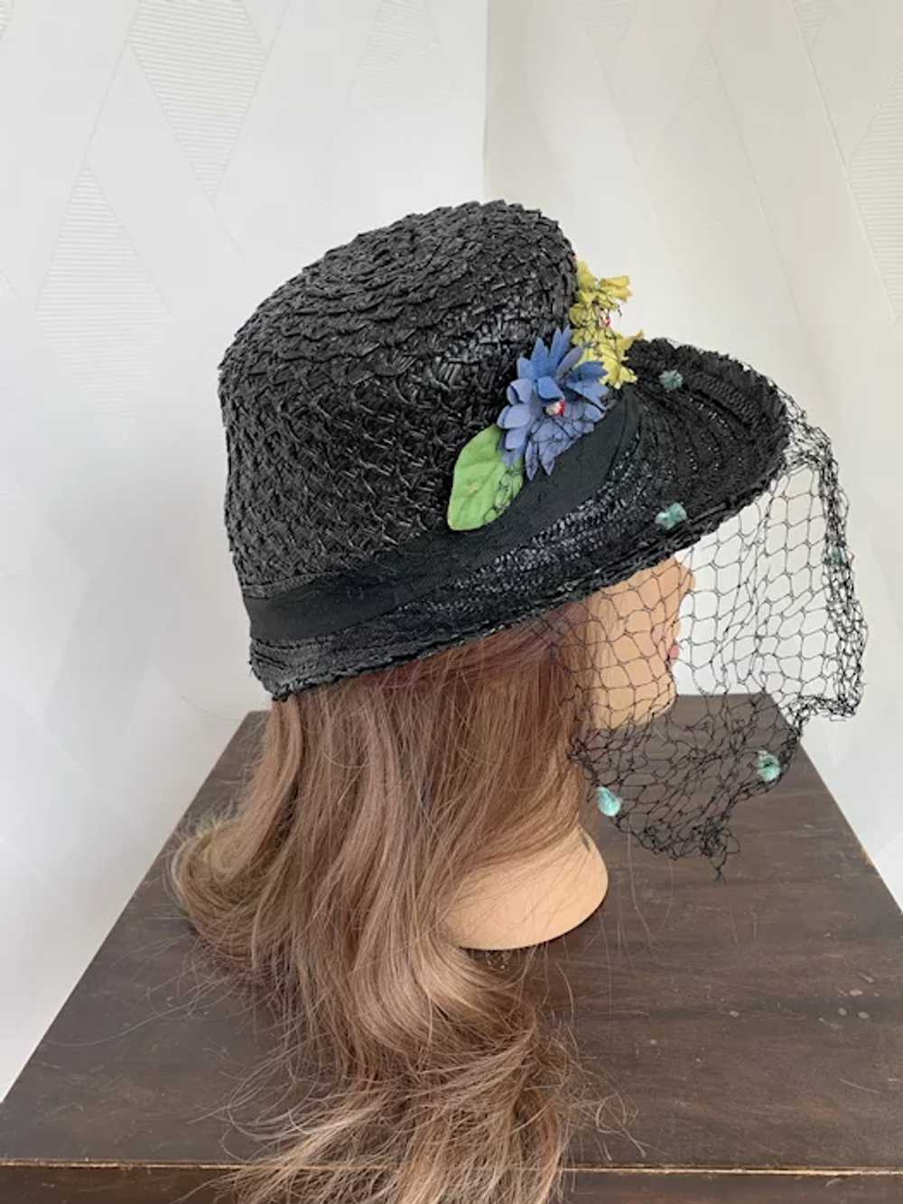 1940s Flowered Tilt Hat - image 5