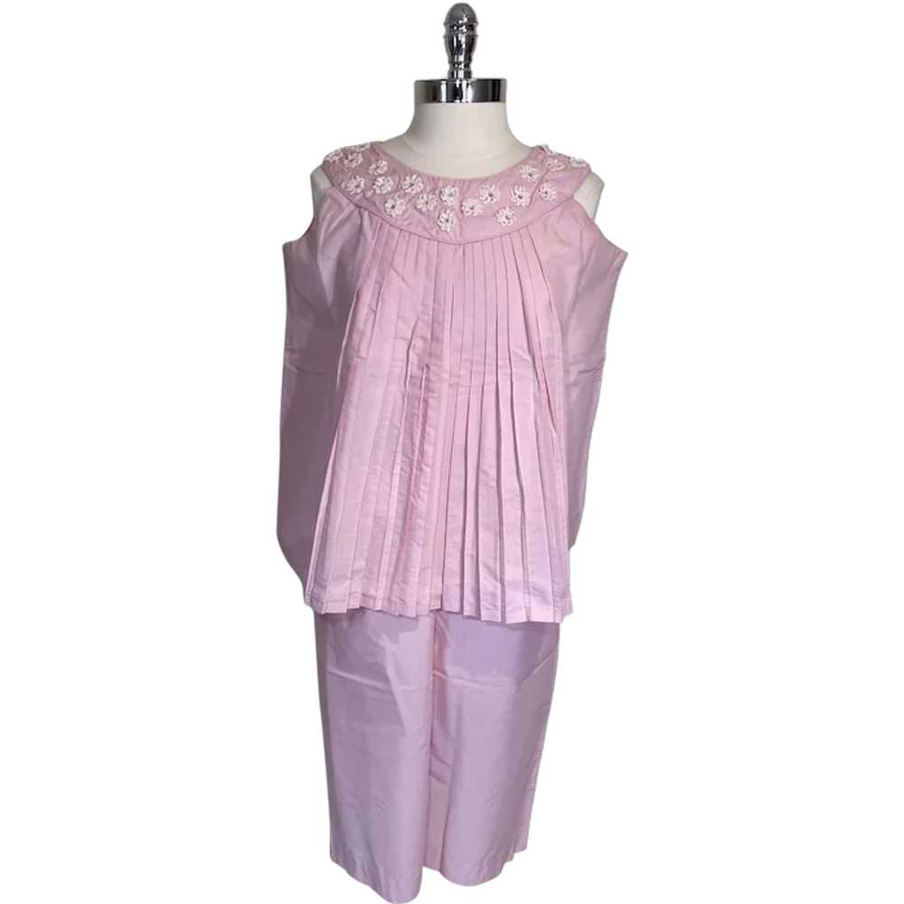 Vintage 1950s Pink Cotton Maternity Top and Skirt - image 1