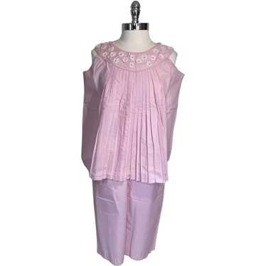 Vintage 1950s Pink Cotton Maternity Top and Skirt - image 1