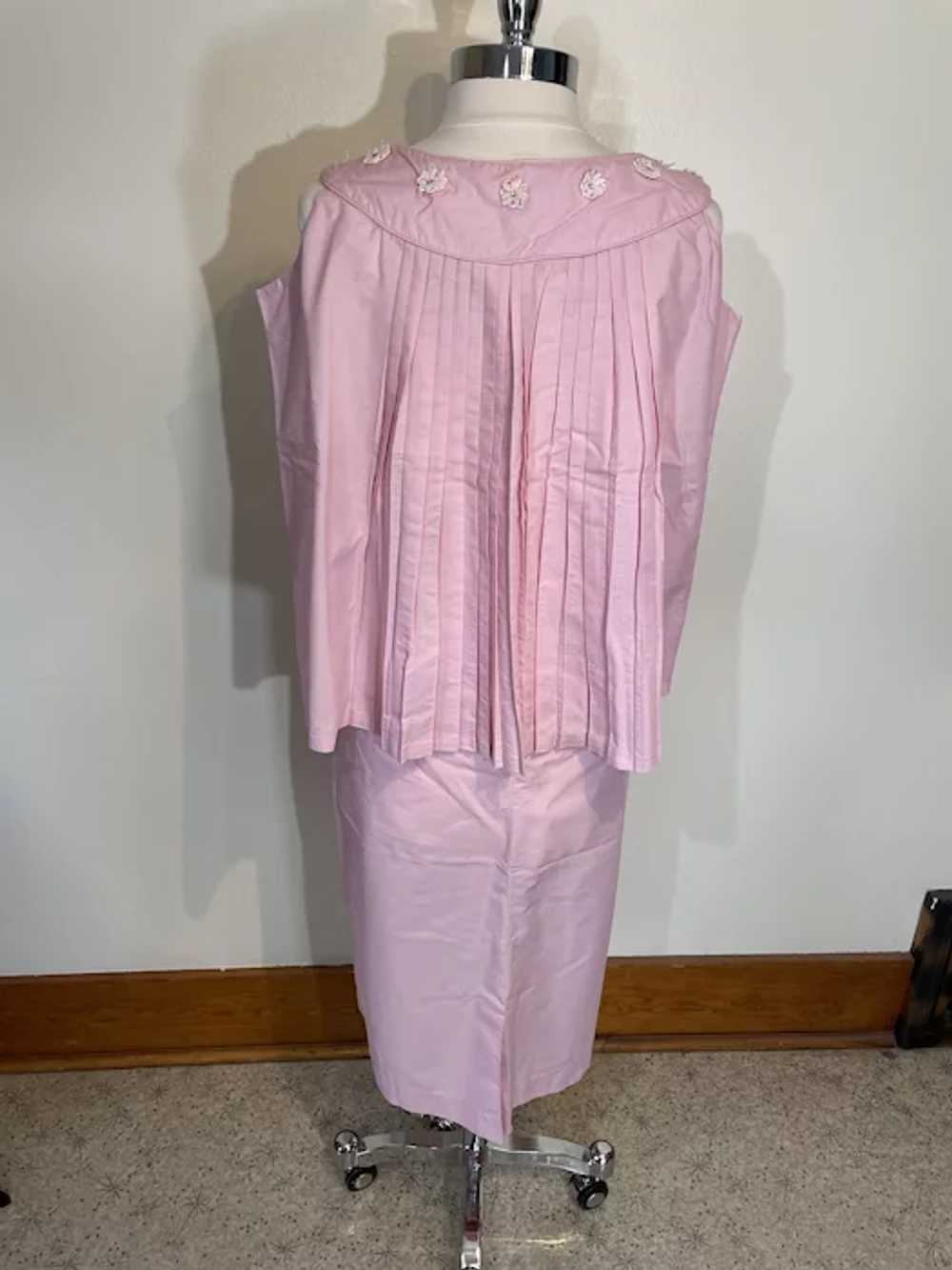 Vintage 1950s Pink Cotton Maternity Top and Skirt - image 3