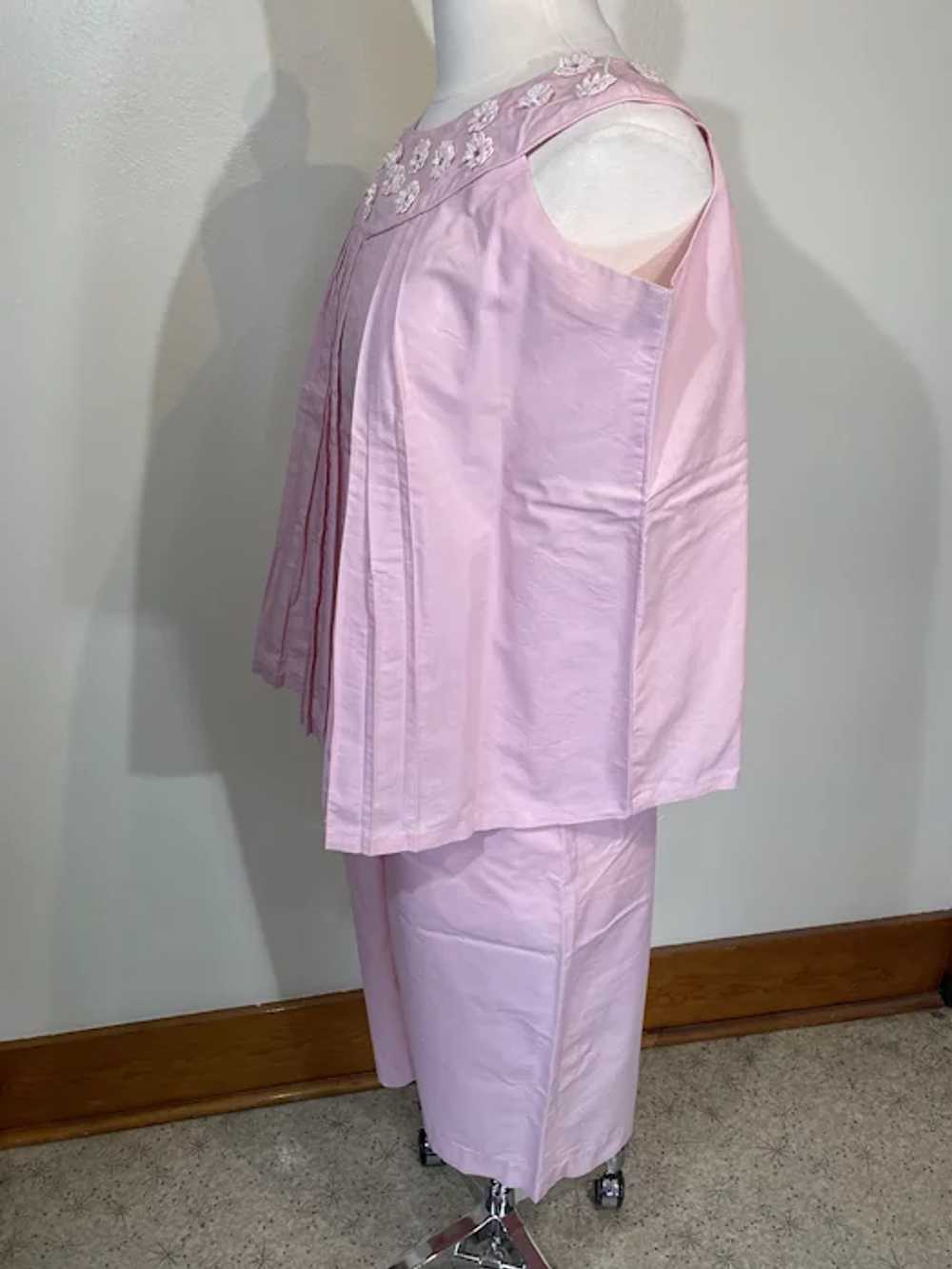 Vintage 1950s Pink Cotton Maternity Top and Skirt - image 4