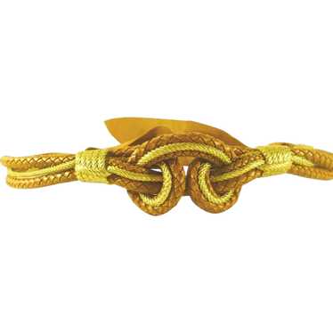 Leather and Gold Tone Braid Rope Belt - image 1