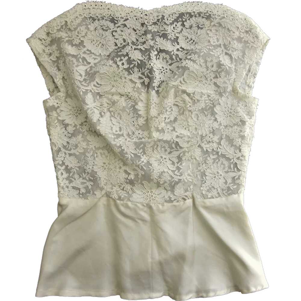 Pretty Vintage Hand Made Lacy Blouse Top - Excell… - image 1