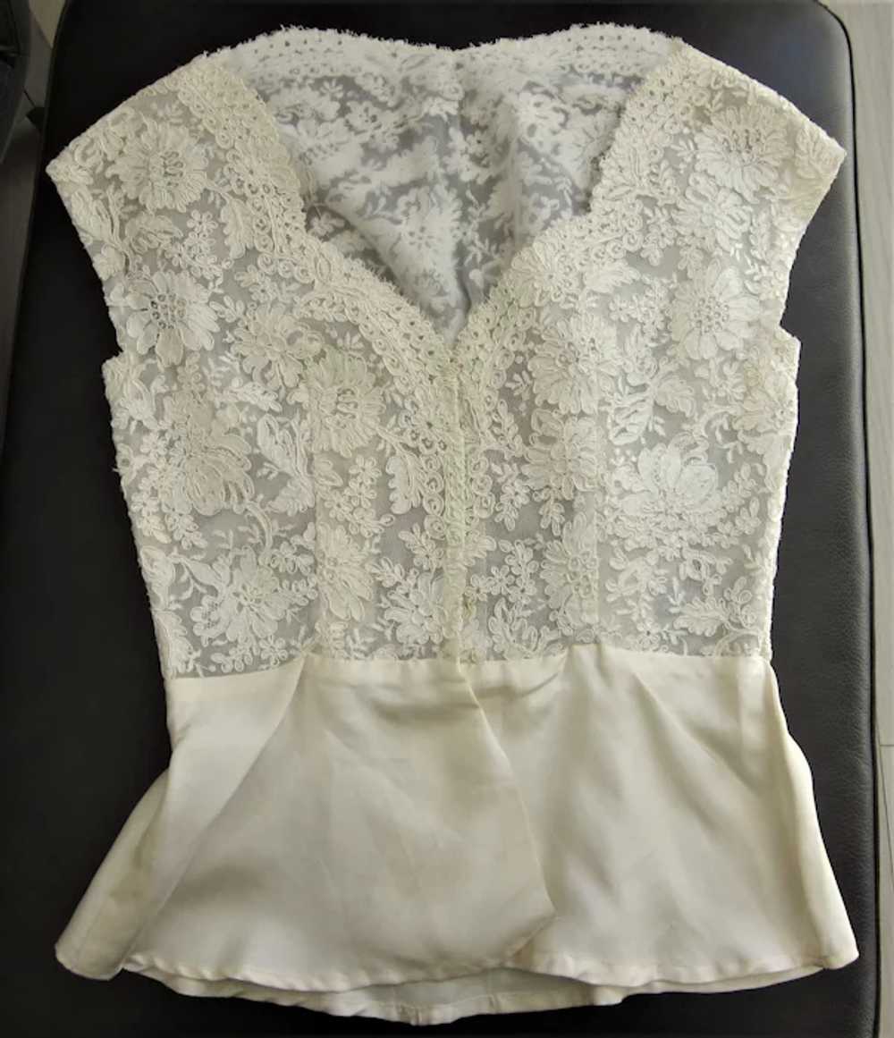 Pretty Vintage Hand Made Lacy Blouse Top - Excell… - image 3