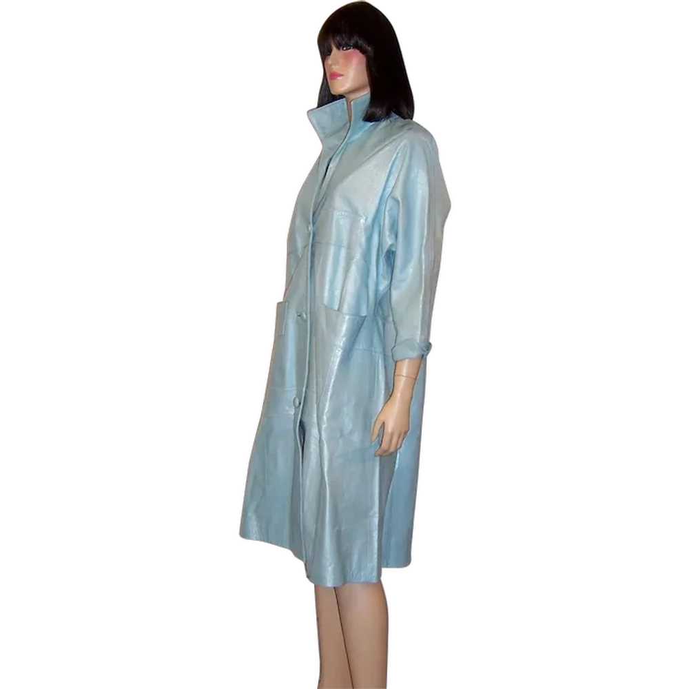 Fabulous 1950's Pale Baby Blue Pearlized Leather … - image 1