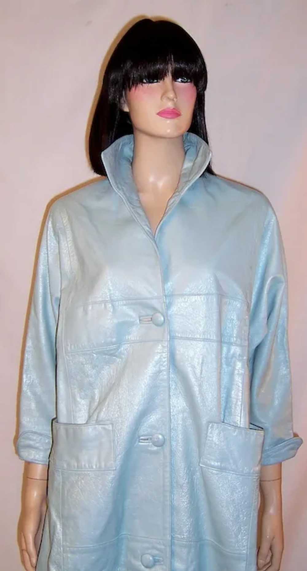 Fabulous 1950's Pale Baby Blue Pearlized Leather … - image 5