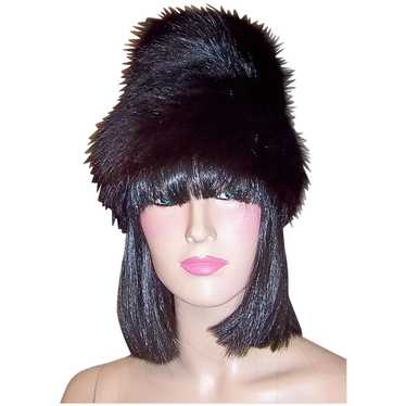 1960's Black Fox Fur Hat - image 1