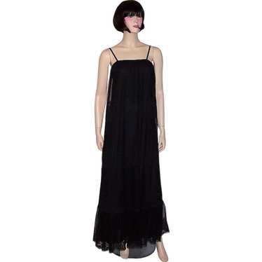 1970's Black Lace Sleeveless Gown Designed by Jud… - image 1