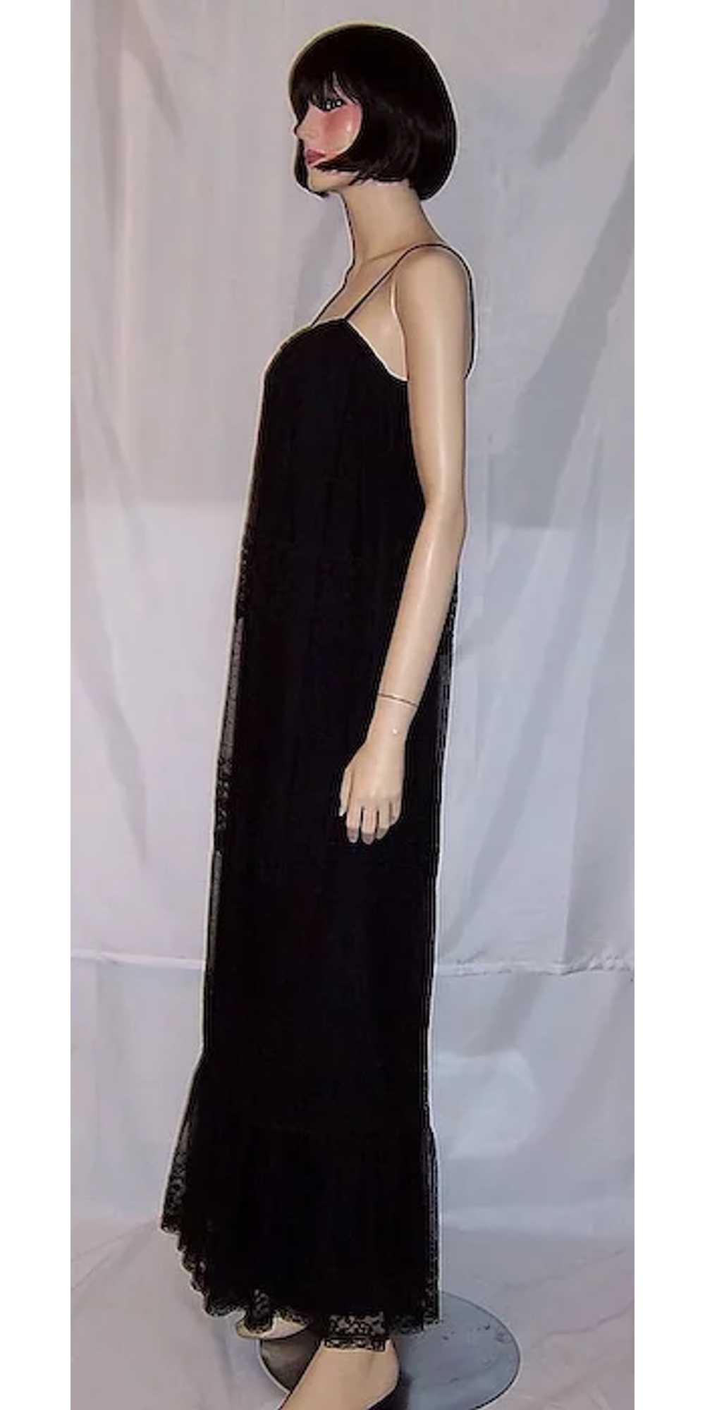 1970's Black Lace Sleeveless Gown Designed by Jud… - image 2