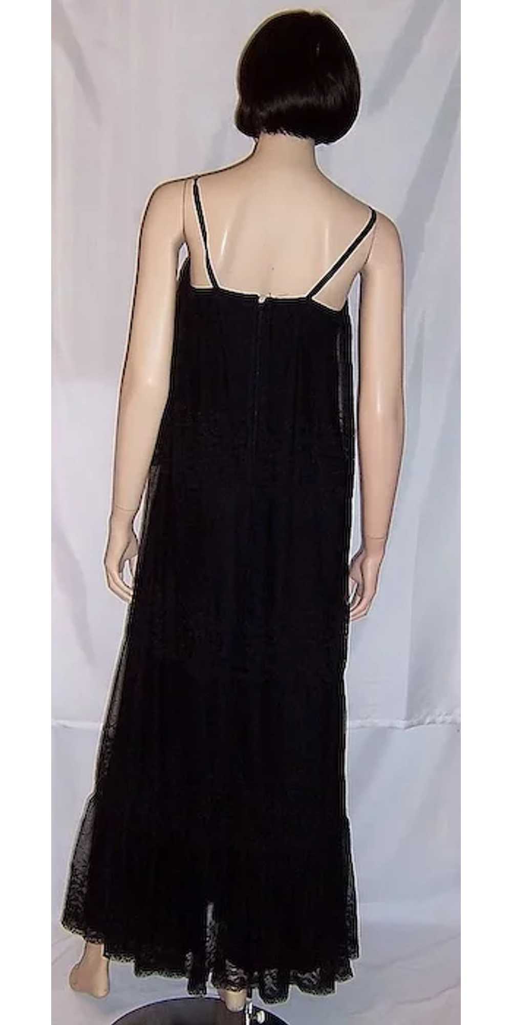 1970's Black Lace Sleeveless Gown Designed by Jud… - image 3