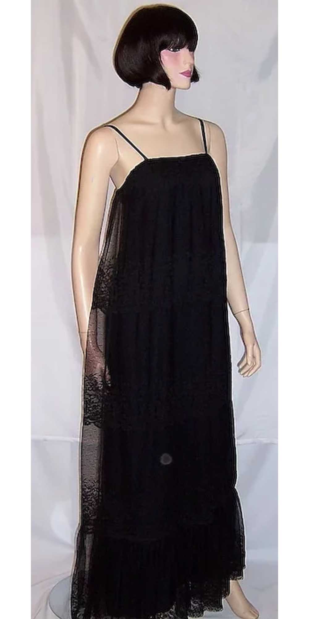 1970's Black Lace Sleeveless Gown Designed by Jud… - image 5