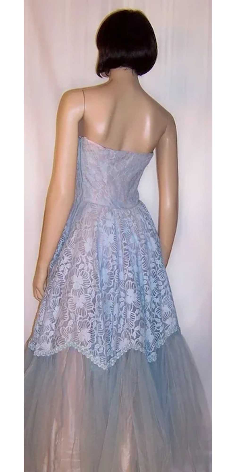 Fabulous Fifties Powder Blue Strapless Gown of La… - image 2