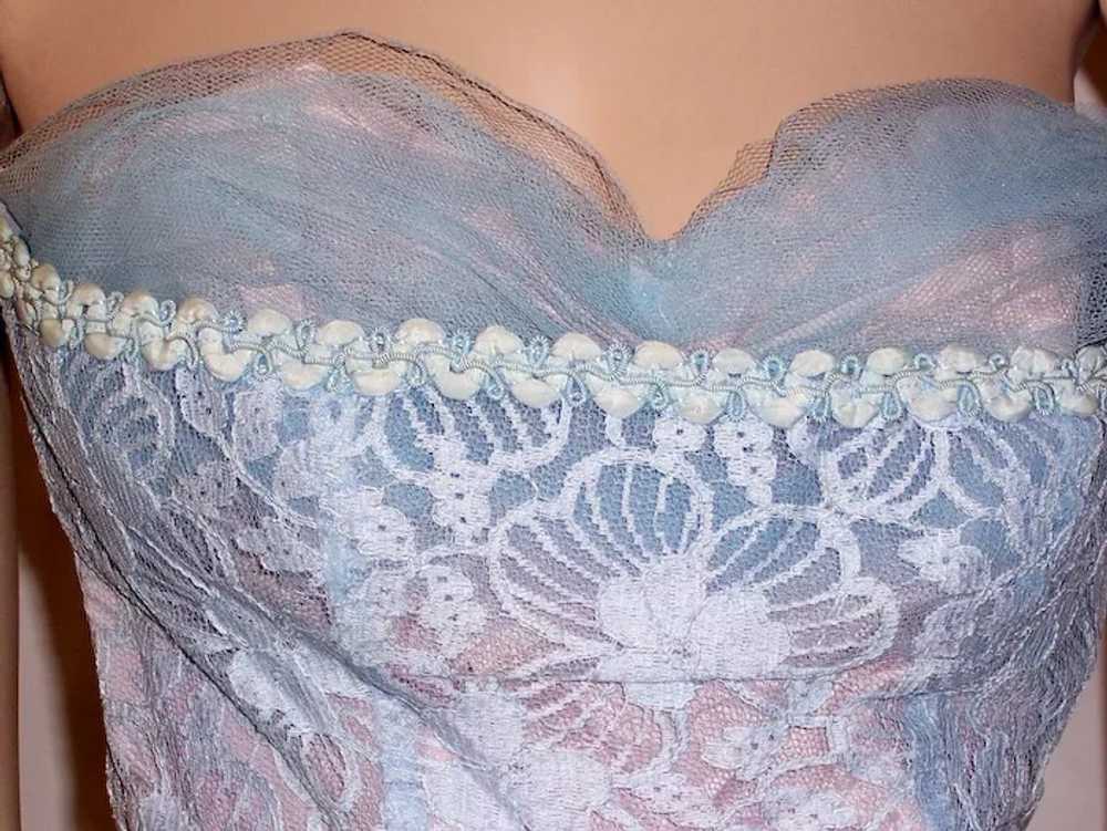 Fabulous Fifties Powder Blue Strapless Gown of La… - image 6