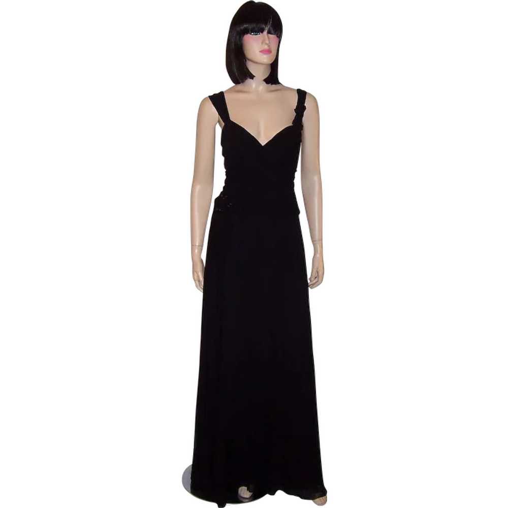 BCBGMAXAZRIA Black Floor Length Evening Gown with… - image 1