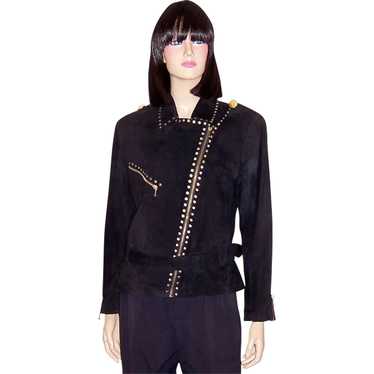 Simple & Dramatically Designed Black Suede Jacket… - image 1