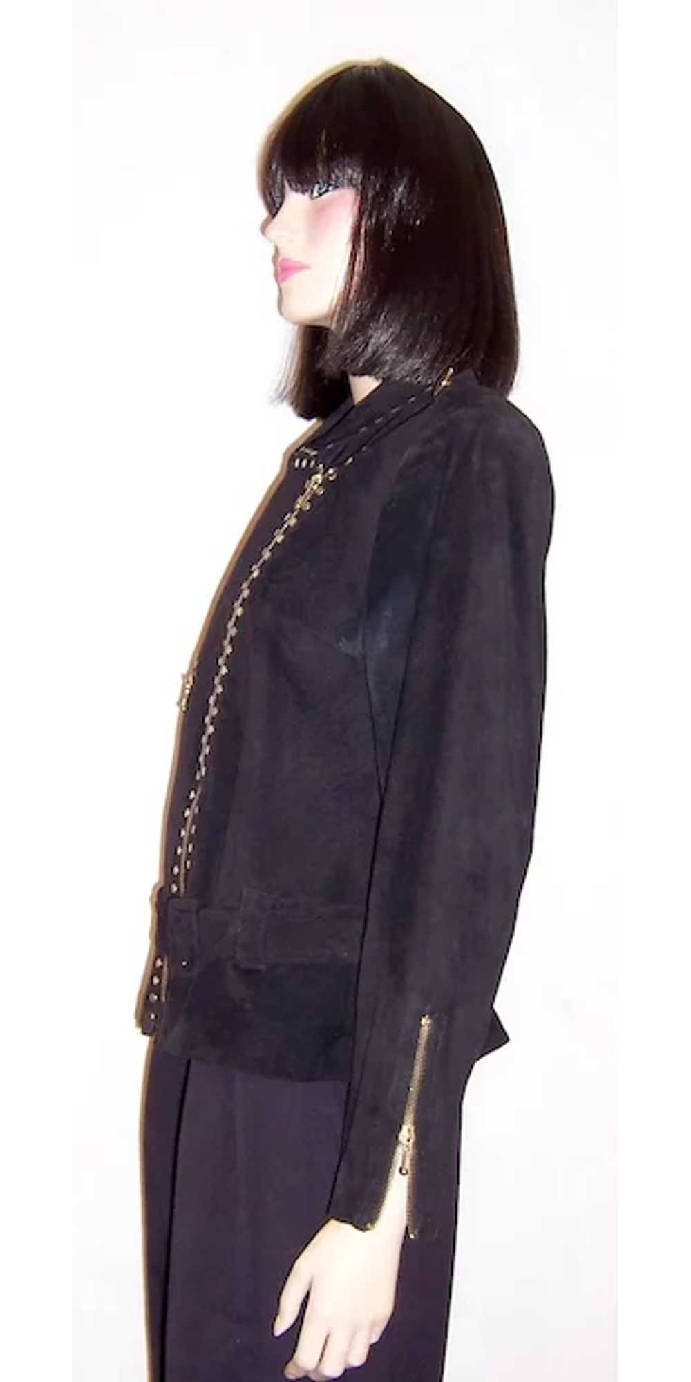 Simple & Dramatically Designed Black Suede Jacket… - image 2