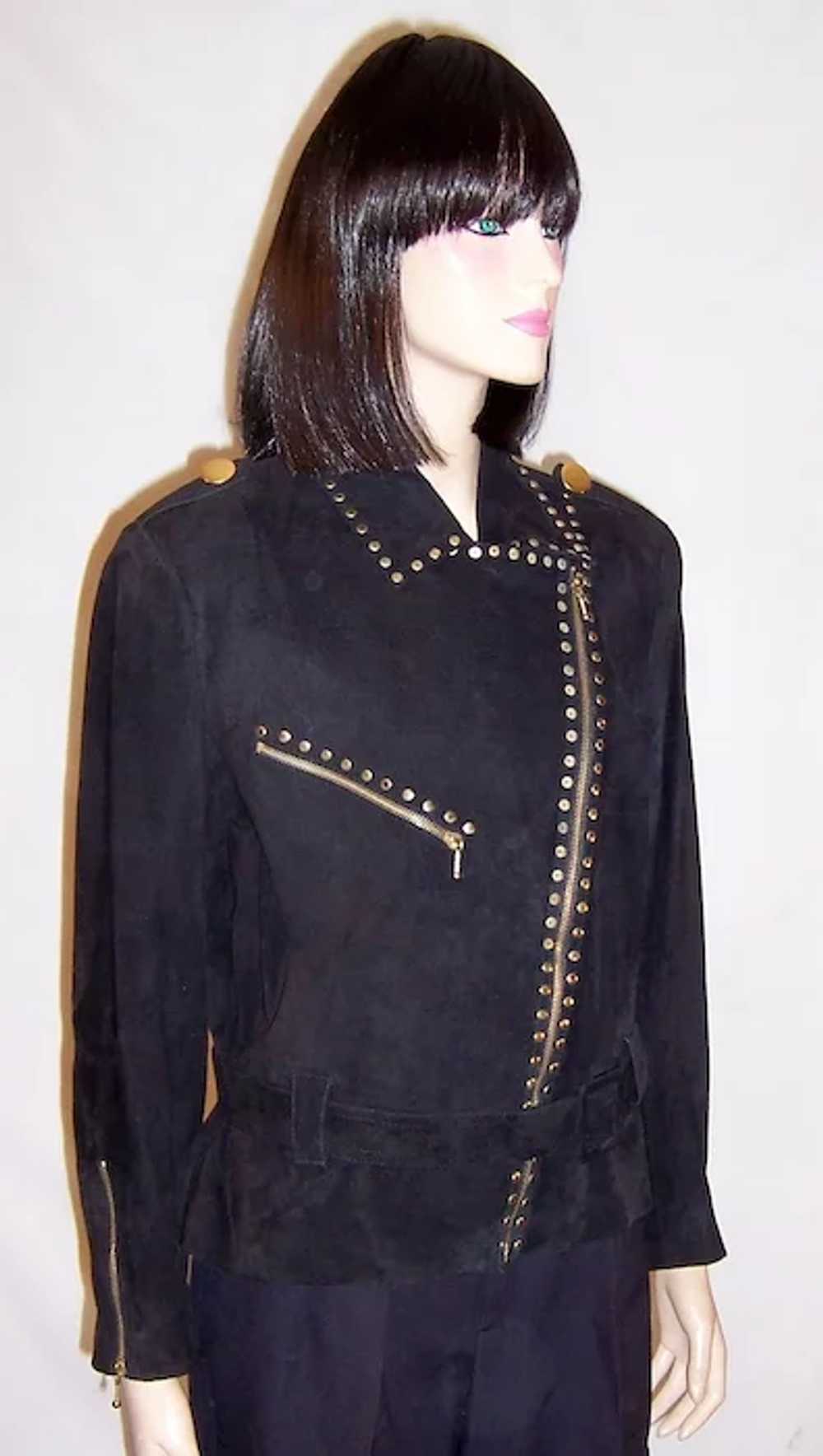 Simple & Dramatically Designed Black Suede Jacket… - image 5