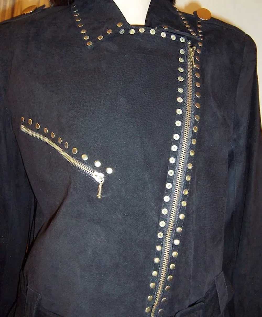 Simple & Dramatically Designed Black Suede Jacket… - image 6