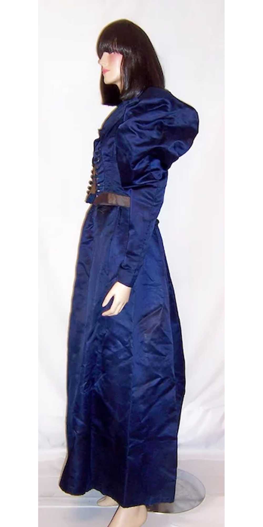 Vivid Navy Victorian (1890's The Gilded Age) Silk… - image 2