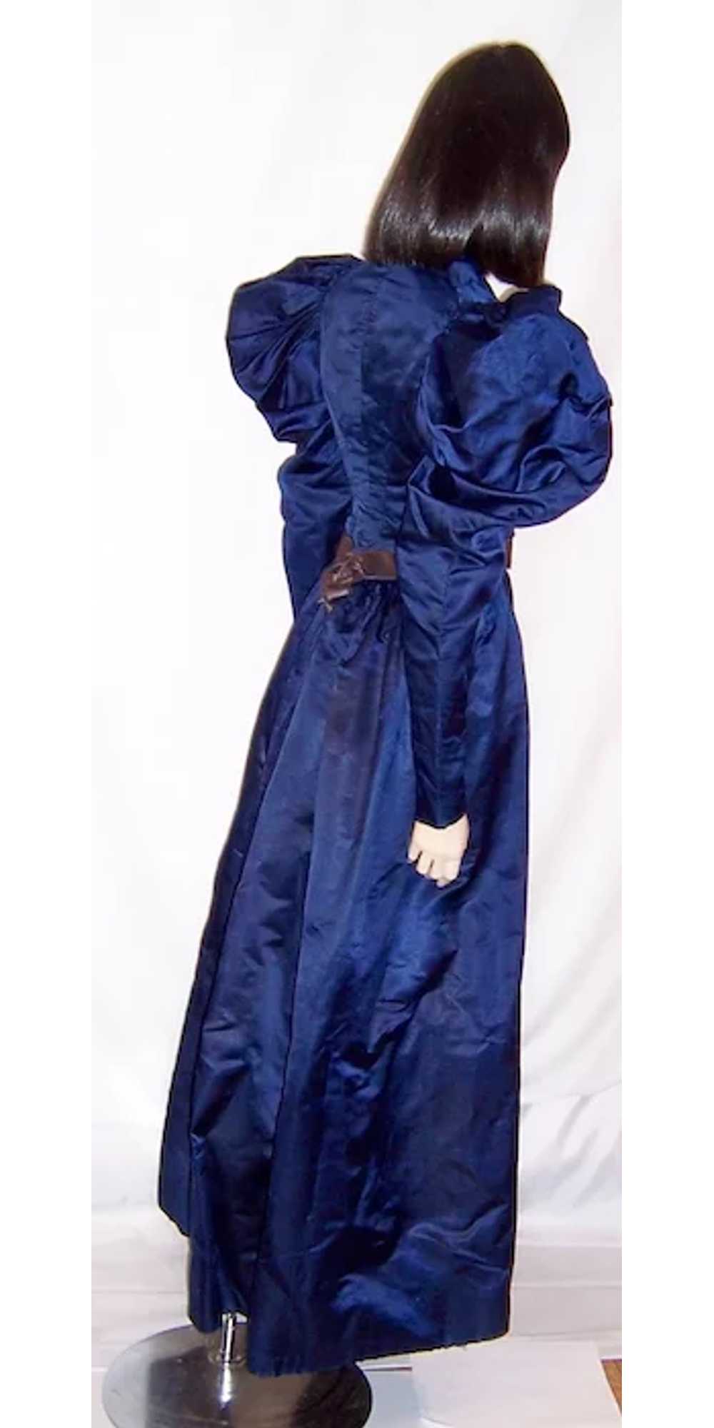 Vivid Navy Victorian (1890's The Gilded Age) Silk… - image 4