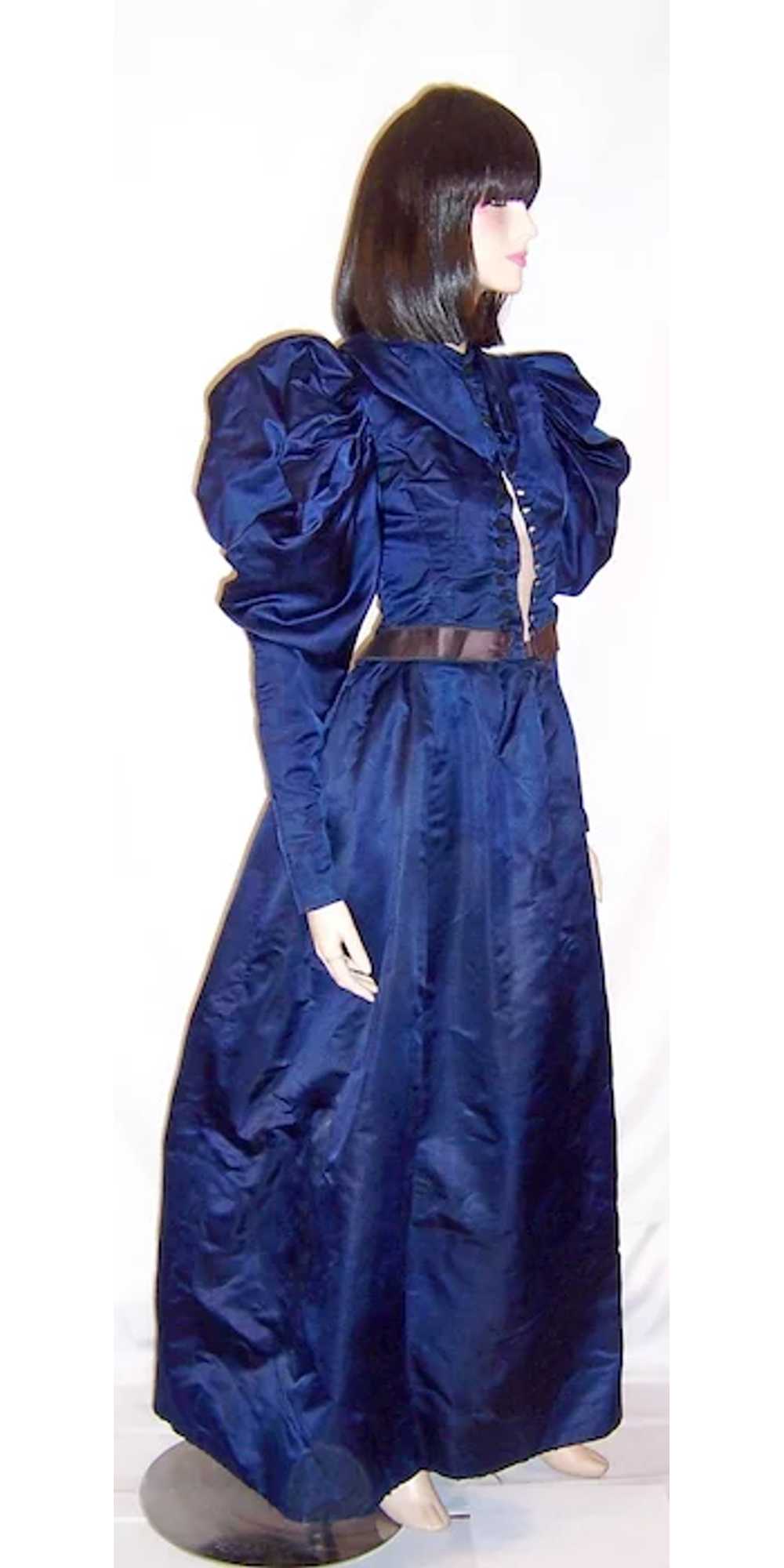 Vivid Navy Victorian (1890's The Gilded Age) Silk… - image 5