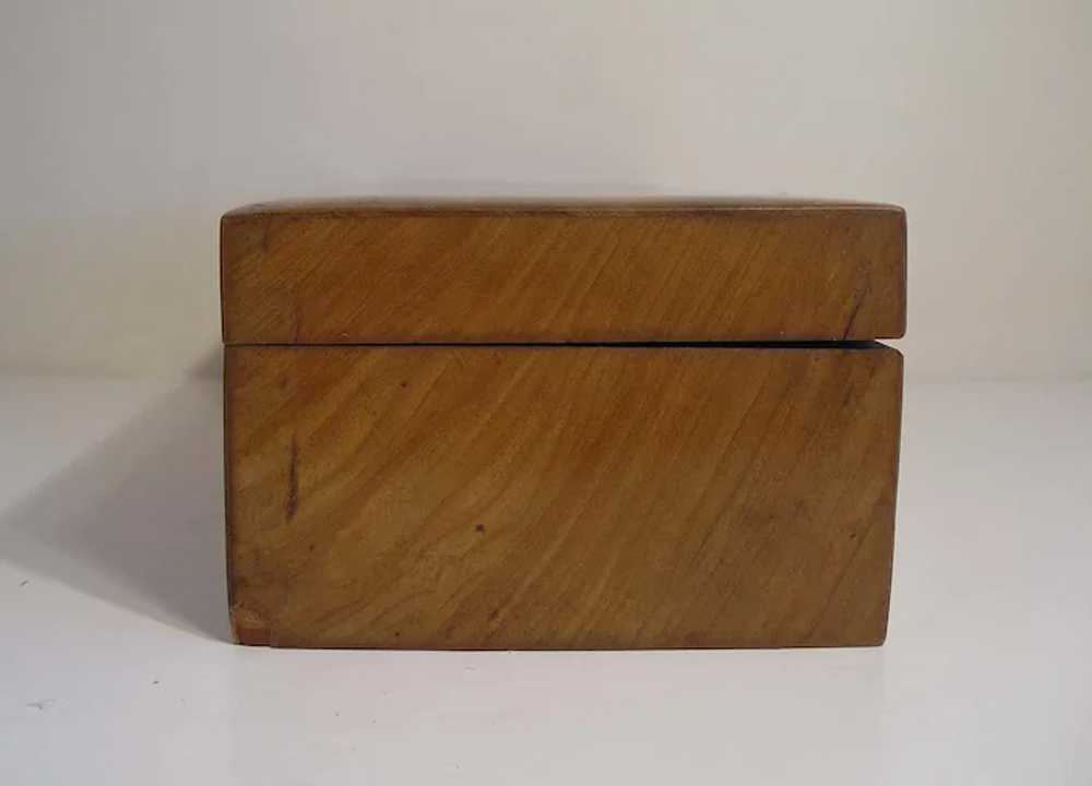 Antique Silk Tufted Wood Glove Box w/ Original Wo… - image 10