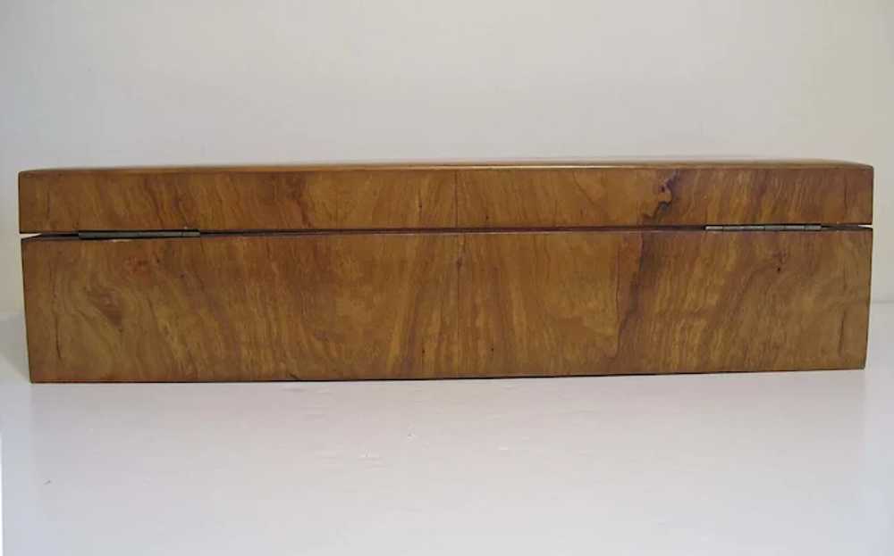 Antique Silk Tufted Wood Glove Box w/ Original Wo… - image 11